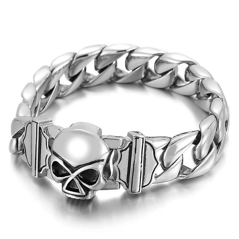 Men Skull Stainless Steel Retro Punk Bracelet Darkness Handicraft Style