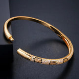 ThreeGraces Rose CZ Setting Cuff Bracelet BA031