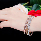 ThreeGraces Rose CZ Setting Cuff Bracelet BA031