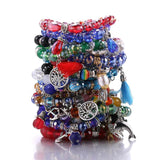 10Pcs Alloy Bracelet Resin Beaded Stretch Women Bracelet Jewelry