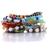 10Pcs Alloy Bracelet Resin Beaded Stretch Women Bracelet Jewelry