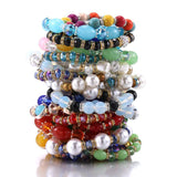 10Pcs Alloy Bracelet Resin Beaded Stretch Women Bracelet Jewelry