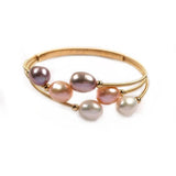 Freshwater Pearl Bangles Peacock Tail Charms Bracelet Jewelry Gift