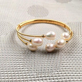 Freshwater Pearl Bangles Peacock Tail Charms Bracelet Jewelry Gift