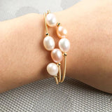 Freshwater Pearl Bangles Peacock Tail Charms Bracelet Jewelry Gift