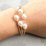 Freshwater Pearl Bangles Peacock Tail Charms Bracelet Jewelry Gift