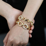 Geometric Circle Link CZ Charm Bracelet for Women