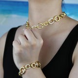 Geometric Circle Link CZ Charm Bracelet for Women
