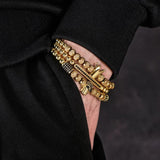Royal Crown CZ Skull Charm Bracelet Men Stainless Steel Bangle