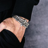 Royal Crown CZ Skull Charm Bracelet Men Stainless Steel Bangle
