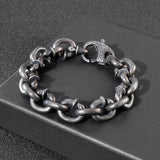 HaoYi Vintage Stainless Steel Link Chain Bracelet Men Punk Cuff Jewelry