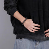 HaoYi Vintage Stainless Steel Link Chain Bracelet Men Punk Cuff Jewelry