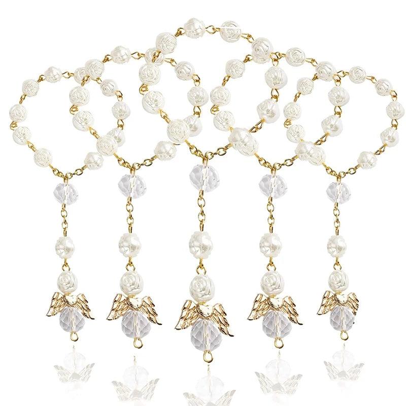 30 PCS Baptism Rosary Acrylic Beads Mini Rosaries Angel for Communion