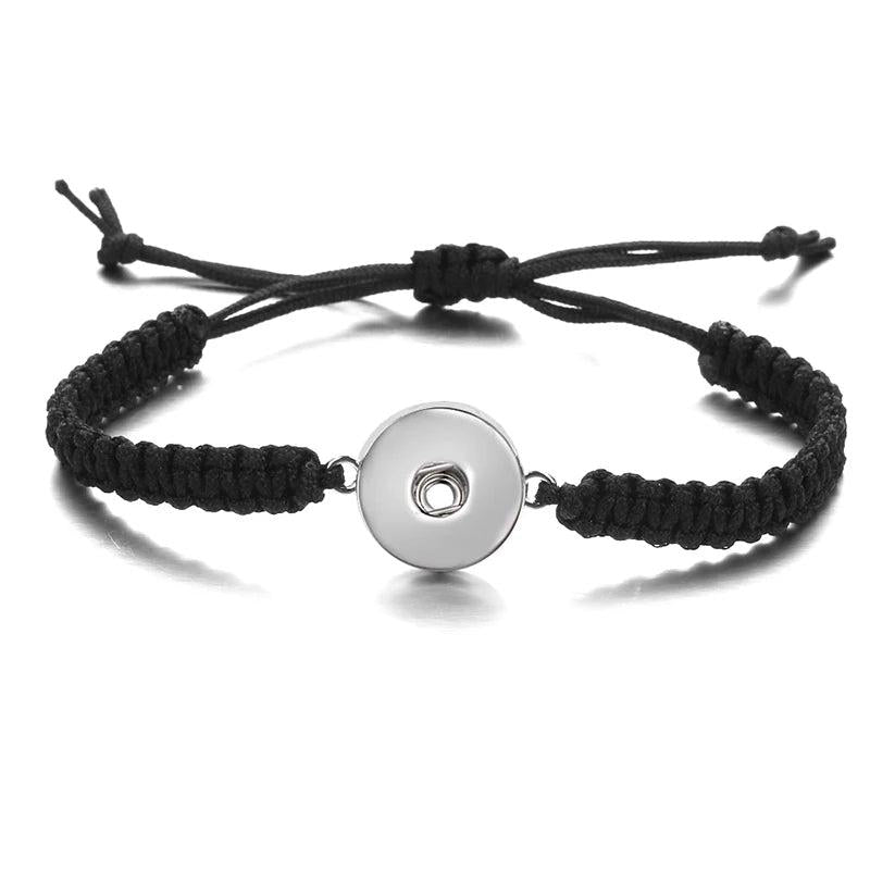 Colorful Rope DIY Snap Bracelet 18cm Adjustable Fit 18mm Snap Buttons