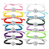 Colorful Rope DIY Snap Bracelet 18cm Adjustable Fit 18mm Snap Buttons