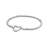 S925 Heart Closure Snake Chain Bracelet for Women