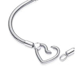 S925 Heart Closure Snake Chain Bracelet for Women