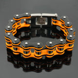 Orange Bicycle Chain Bracelet Stainless Steel Biker Jewelry