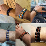Orange Bicycle Chain Bracelet Stainless Steel Biker Jewelry