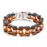 Orange Bicycle Chain Bracelet Stainless Steel Biker Jewelry