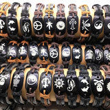 24pcs Mix Resin Leather Cuff Bracelets Punk Bangle Wristbands