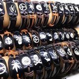 24pcs Mix Resin Leather Cuff Bracelets Punk Bangle Wristbands