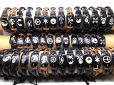 24pcs Mix Resin Leather Cuff Bracelets Punk Bangle Wristbands