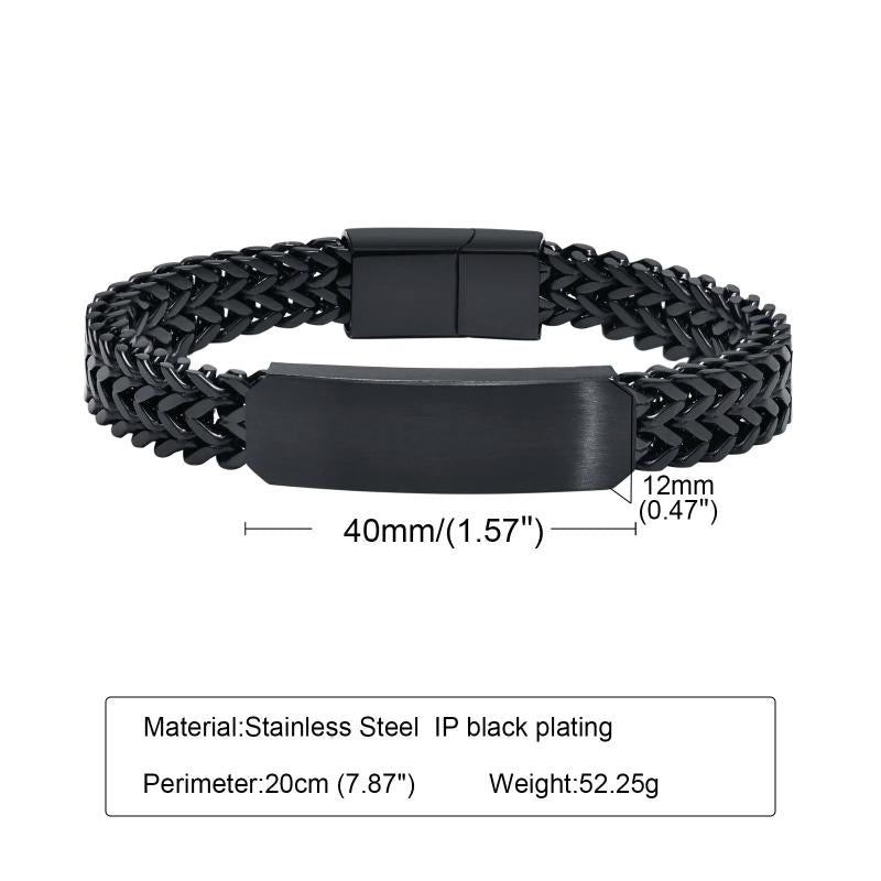 12mm Franco Chain Bracelet, Men's Stainless Steel Jewelry