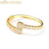 Baguette Bling CZ Opened Square Cubic Zircon Silver Hip Hop Bracelet