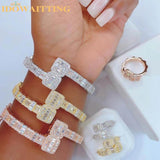 Baguette Bling CZ Opened Square Cubic Zircon Silver Hip Hop Bracelet