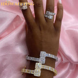 Baguette Bling CZ Opened Square Cubic Zircon Silver Hip Hop Bracelet