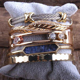 RH 5pc Metal Bracelet Bangle Set For Women Jewelry