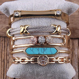 RH 5pc Metal Bracelet Bangle Set For Women Jewelry