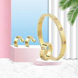 Crystal Bracelet Ring Earring Set Women Gift Love Bangle Jewelry