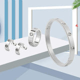 Crystal Bracelet Ring Earring Set Women Gift Love Bangle Jewelry