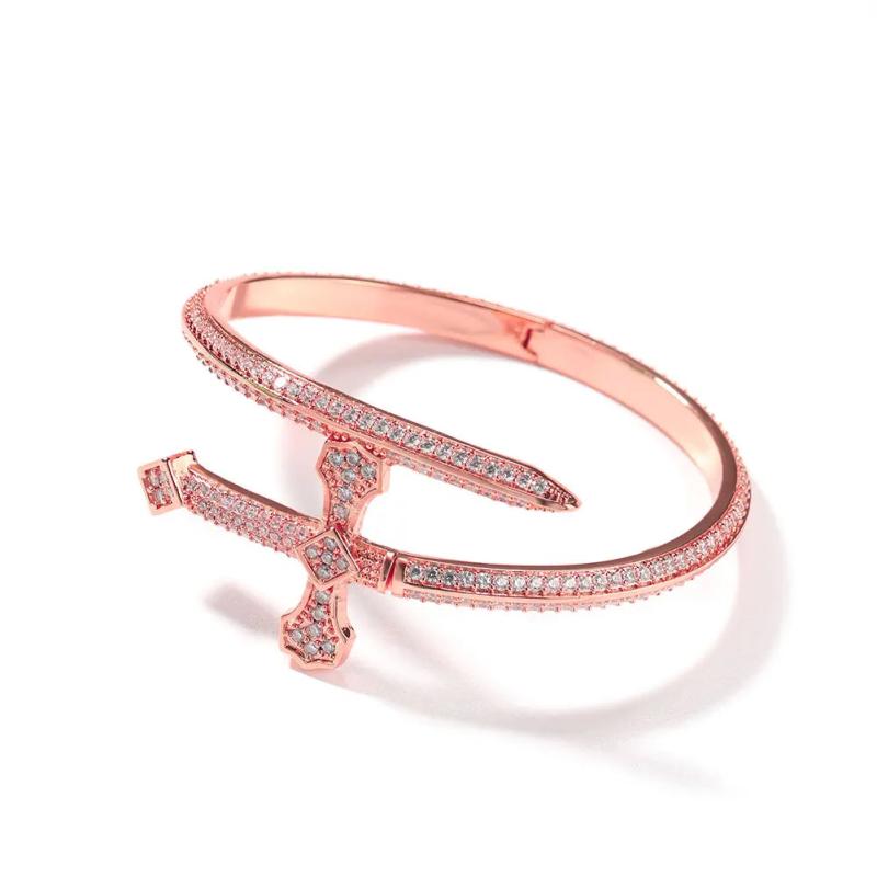 Bling King Sword Cuff Bangle CZ Bracelet Vintage Gift Hiphop Jewelry