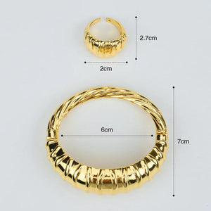 2pcs Dubai Silver Plated Jewelry Set - Bracelet Ring for Women