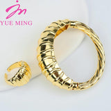 2pcs Dubai Silver Plated Jewelry Set - Bracelet Ring for Women