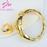 2pcs Dubai Silver Plated Jewelry Set - Bracelet Ring for Women