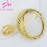2pcs Dubai Silver Plated Jewelry Set - Bracelet Ring for Women