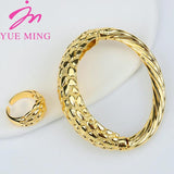 2pcs Dubai Silver Plated Jewelry Set - Bracelet Ring for Women
