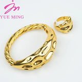 2pcs Dubai Silver Plated Jewelry Set - Bracelet Ring for Women