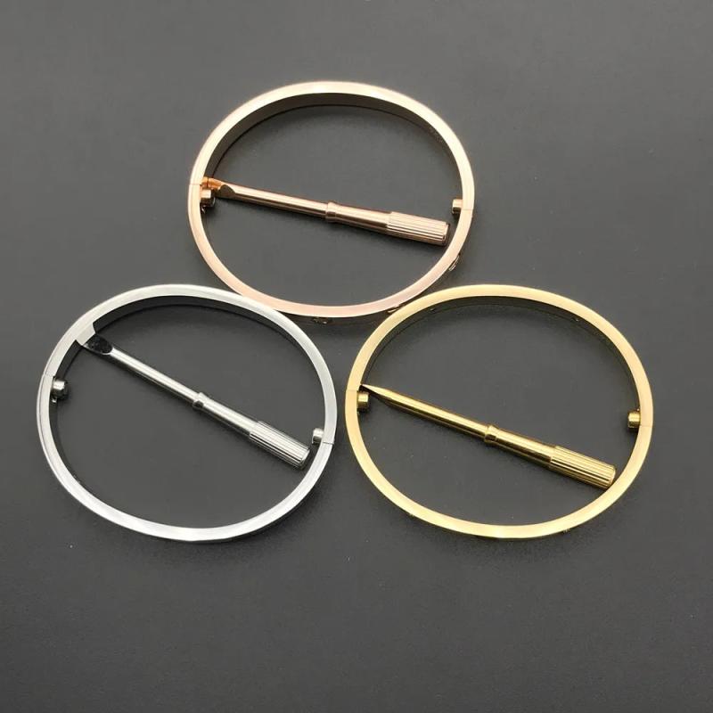 Titanium Steel Lover's Bracelet & Bangle - Size 16-22 Yellow/Rose/White
