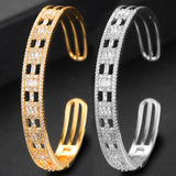 Stackable Bangle Cuff Women Wedding CZ Dubai Bracelet