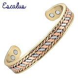 Men's Healing Magnetic Copper Bracelet Women 3-Tone Bangle Charm