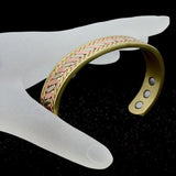 Men's Healing Magnetic Copper Bracelet Women 3-Tone Bangle Charm