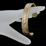 Men's Healing Magnetic Copper Bracelet Women 3-Tone Bangle Charm