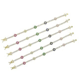 Rainbow CZ Flower Tennis Chain Bracelet