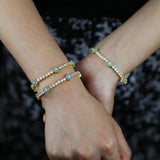 Rainbow CZ Flower Tennis Chain Bracelet