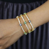 Rainbow CZ Flower Tennis Chain Bracelet